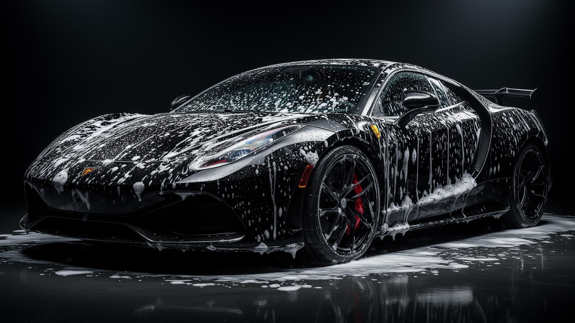 Luxury car being detailed